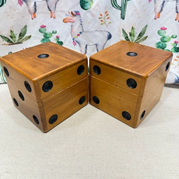Vintage Wooden Dice Poker Chip Caddy Set by Trend Clocks Zeeland, Mi. - Picture 3 of 13